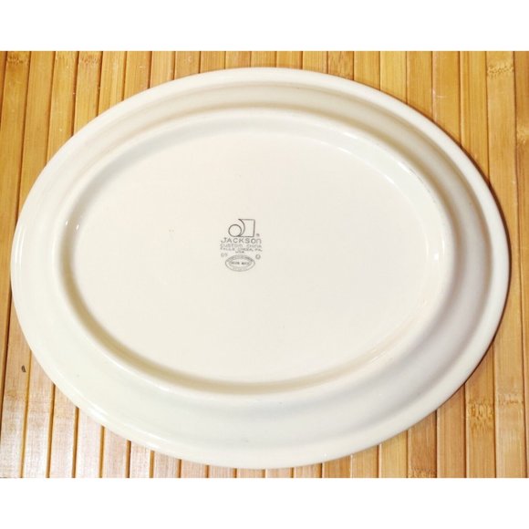 Vtg Jackson Custom China Restaurant Ware Oval Plate Brown Green Orange on Beige - Picture 11 of 11